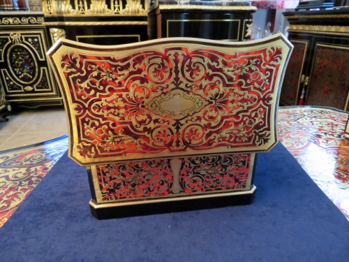19th century - stamped TAHAN Tea Caddy in Boulle marquetry Napoleon III period 19th
