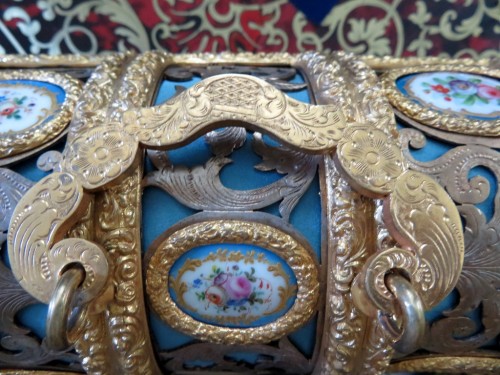 XIXe siècle - Boite à bijoux en bronze et porcelaine Epoque Napoléon III