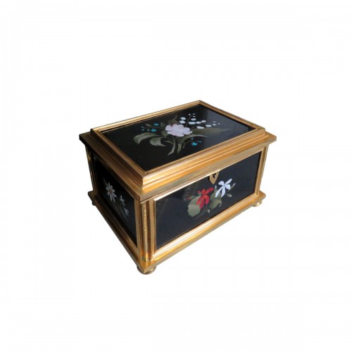 Jewelry Box with Pietra Dura marquetry 19th Napoléon III period 19th