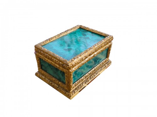 Box in Malachite and bronze marquetry 19th Napoleon III period