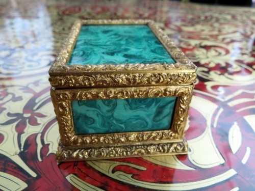 Objects of Vertu  - Box in Malachite and bronze marquetry 19th Napoleon III period