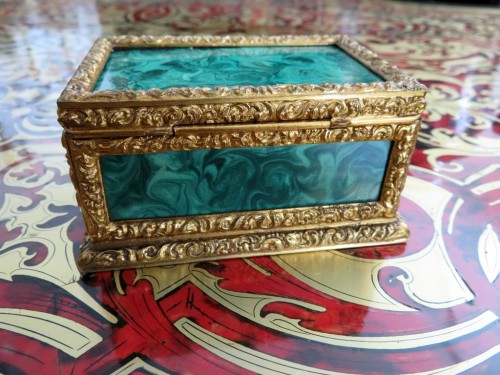 19th century - Box in Malachite and bronze marquetry 19th Napoleon III period