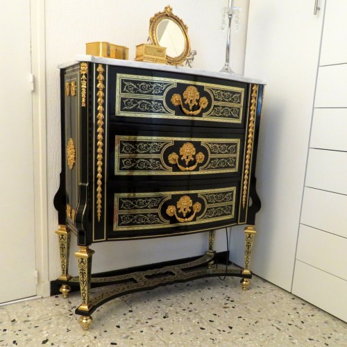 Mobilier Commode - Commode à trois tiroirs en marqueterie Boulle époque Napoléon III