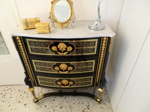 Commode à trois tiroirs en marqueterie Boulle époque Napoléon III - Antiquités Biau