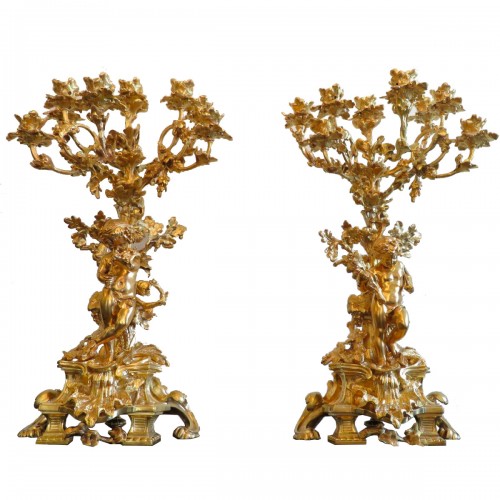 Henri PICARD - Pair of Candelabra golden Bronze in Napoléon III period