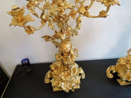 Henri PICARD - Pair of Candelabra golden Bronze in Napoléon III period - Napoléon III