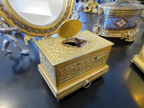 Antiquités - Karl GRIESBAUM Automaton singing Bird Music Box XXth