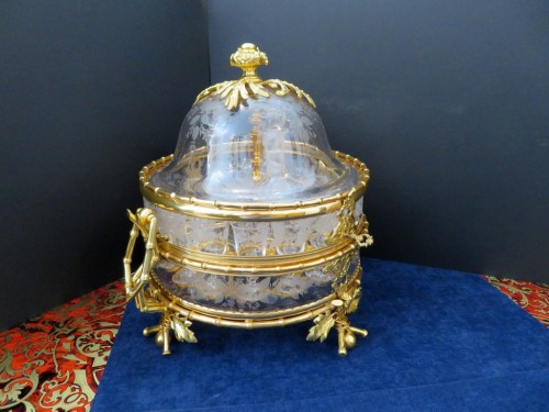 Antiquités - Stamped L&#039;Escalier de Cristal  crystal Tantalus Box Bronze Napoleon III period