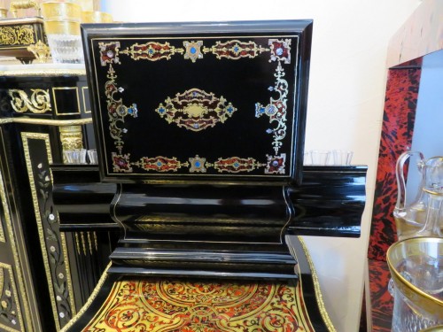 19th century - rystal Tantalus Box Black and Boulle Napoleon III period 19th