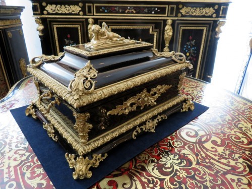 Antiquités - Grand coffret noir et bronze Napoléon III