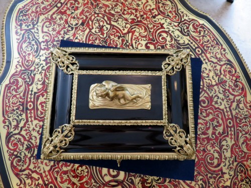 Antiquités - Grand coffret noir et bronze Napoléon III