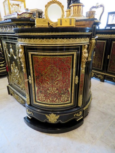 Furniture of corner with pedestal in Boulle marquetry Napoleon III period  - Furniture Style Napoléon III