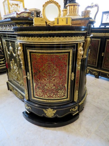 Encoignure sur socle en marqueterie Boulle époque Napoléon III - Mobilier Style Napoléon III