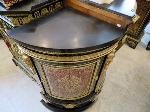 19th century - Furniture of corner with pedestal in Boulle marquetry Napoleon III period 
