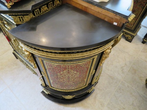 Antiquités - Furniture of corner with pedestal in Boulle marquetry Napoleon III period 