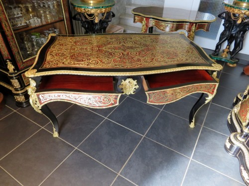 Mobilier Bureau et Secrétaire - Bureau de ministre en marqueterie Boulle époque Napoléon III