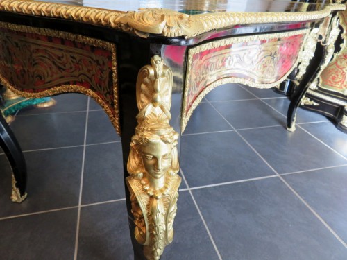 Napoléon III - Bureau de ministre en marqueterie Boulle époque Napoléon III