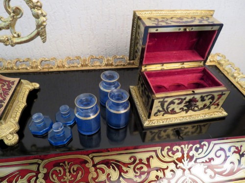 Antiquités - Susse frères à Paris - Boite à senteur en marqueterie Boulle tts faces d'époque Napoléon I