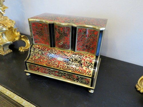 Macé à Paris - Tea Caddy in marquetry Boulle Napoleon III period 19th - Objects of Vertu Style Napoléon III