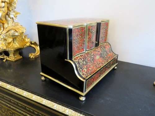 19th century - Macé à Paris - Tea Caddy in marquetry Boulle Napoleon III period 19th