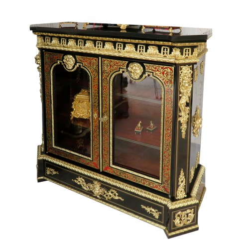 Silverware cabinet in Boulle marquetry 19th Napoleon III period