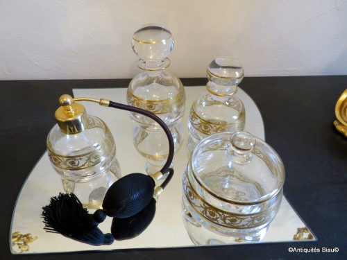 Set of beauty perfum bottle in crystal Saint - Louis Thistle gold - Glass & Crystal Style Art nouveau