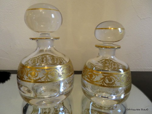 Glass & Crystal  - Set of beauty perfum bottle in crystal Saint - Louis Thistle gold