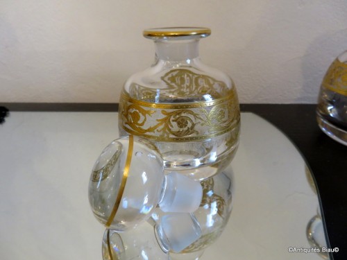 Set of beauty perfum bottle in crystal Saint - Louis Thistle gold - 