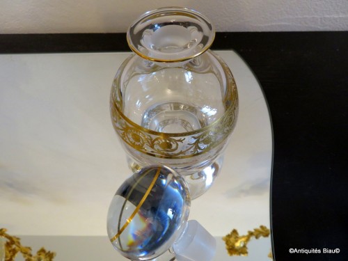 Antiquités - Set of beauty perfum bottle in crystal Saint - Louis Thistle gold