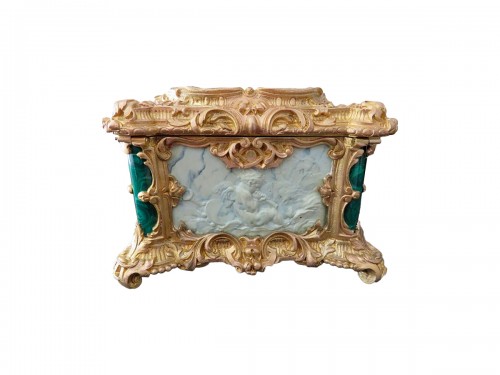Boite en malachite, bronze et porcelaine Epoque Napoléon III