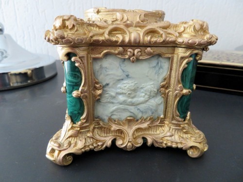 Napoléon III - Box in Malachite, bronze and porcelain marquetry 19th