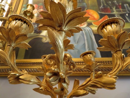 Napoléon III - Paire de candélabres en bronze doré et bleu de Sèvres