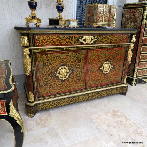 Estampillé KOLB - Importante pantalonnière Napoléon III en marqueterie Boulle époque - Mobilier Style Napoléon III