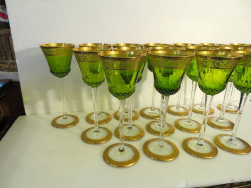 16 verres Roemers Chartreuse Saint Louis Thistle Or Cristal - Art nouveau