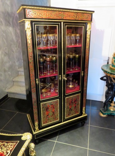  Display cabinet in Boulle marquetry 19th Napoleon III period - Furniture Style Napoléon III