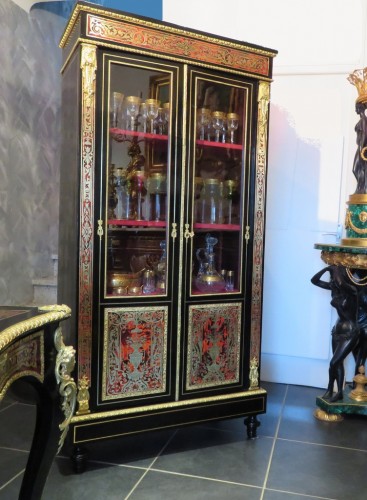 Furniture  -  Display cabinet in Boulle marquetry 19th Napoleon III period