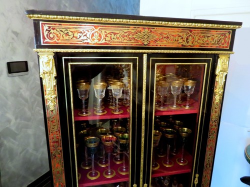 19th century -  Display cabinet in Boulle marquetry 19th Napoleon III period
