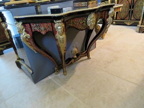 Stamped Prétot Console in Boulle marquetry 19th Napoleon III period  - 