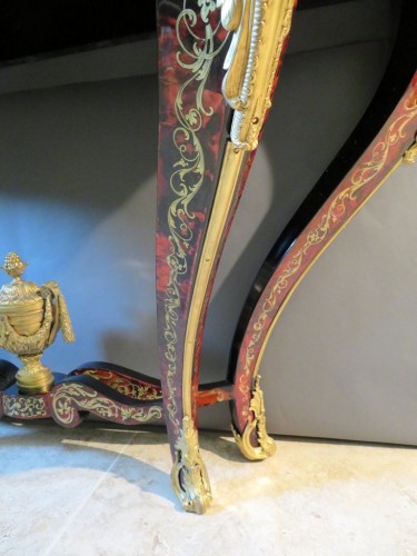 Antiquités - Console Napoléon III en marqueterie Boulle estampillée PRETOT 