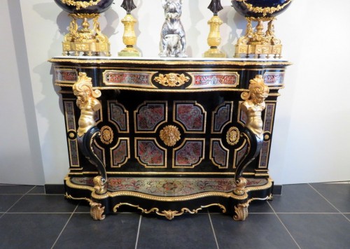 Mobilier Console - Console en marqueterie Boulle époque Napoléon III signée BEFORT