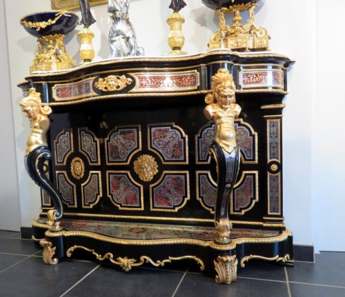 Antiquités - Console en marqueterie Boulle époque Napoléon III signée BEFORT