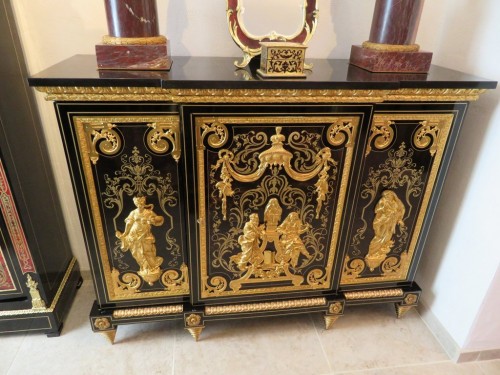 XIXe siècle - Meuble à trois portes en marqueterie Boulle signé Béfort Jeune