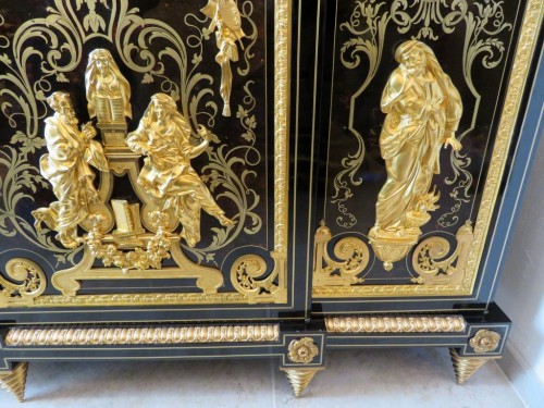 Antiquités - Meuble à trois portes en marqueterie Boulle signé Béfort Jeune