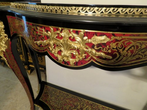 Antiquités - Console jardinière Napoléon III en marqueterie Boulle