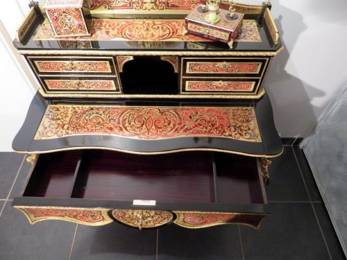 Mobilier Bureau et Secrétaire - Bureau à gardin Napoléon III en marqueterie Boulle
