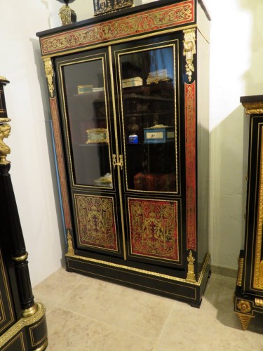 XIXe siècle - Vitrine Napoléon III en marqueterie Boulle