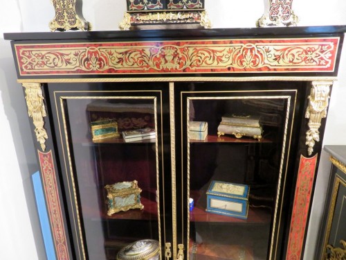Antiquités - Vitrine Napoléon III en marqueterie Boulle