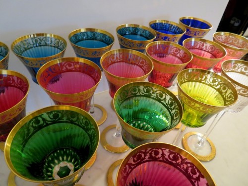 silverware & tableware  - 20 Hocks glasses roemers in Crystal of Saint Louis Thistle gold model stamp