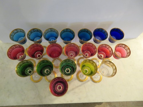 20 Hocks glasses roemers in Crystal of Saint Louis Thistle gold model stamp - 
