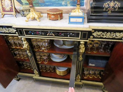 Antiquités - Marquée S. COCHARD - Enfilade en marqueterie de Pierres Dures